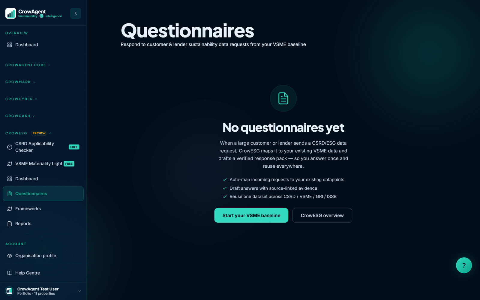 CrowESG guided disclosure questionnaires