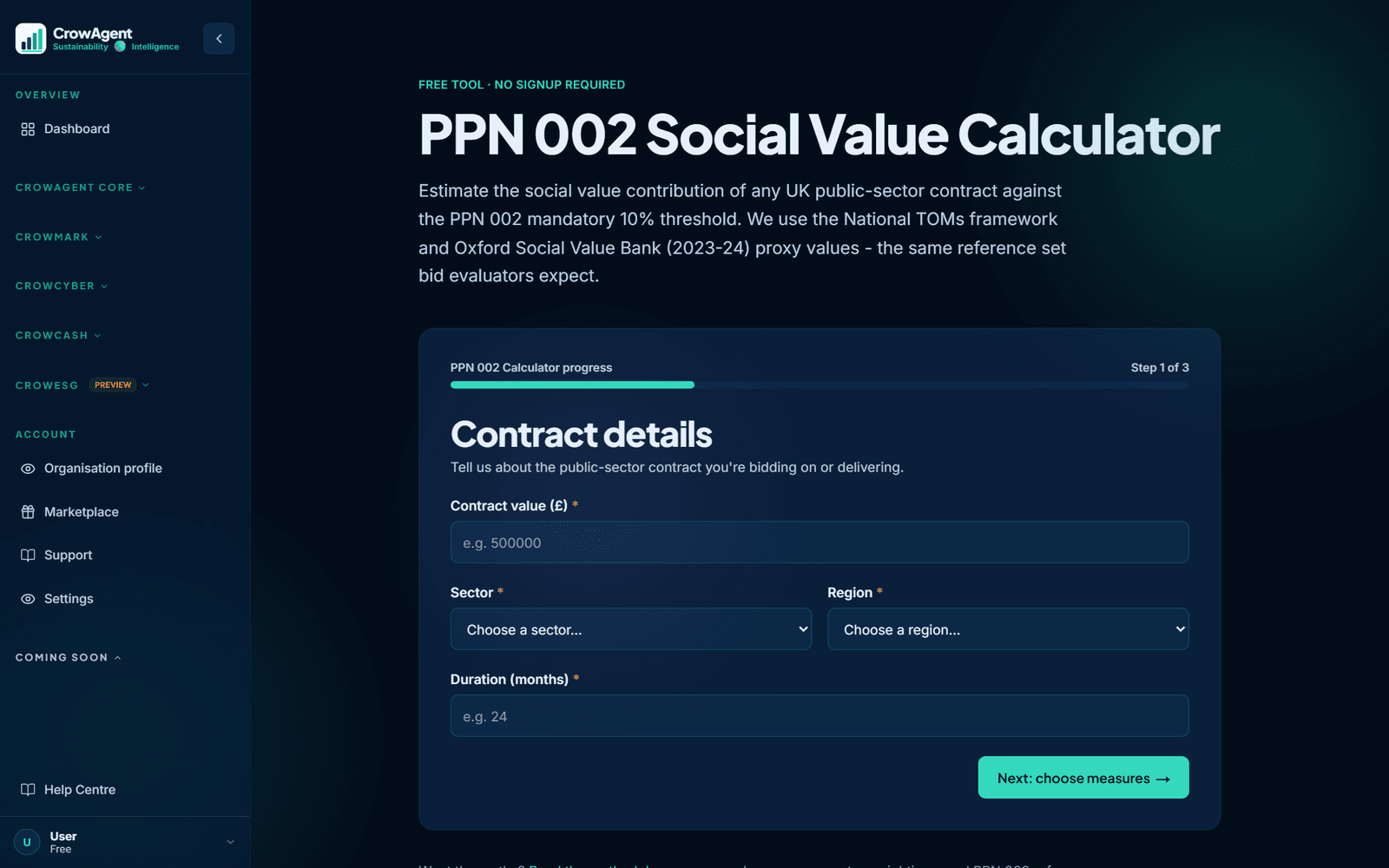 CrowMark PPN 002 social-value calculator